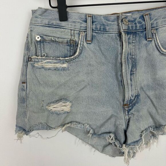 Agolde Denim Shorts Parker Vintage Cut Off Distressed Button Fly Women's Sz 27 - Picture 4 of 10